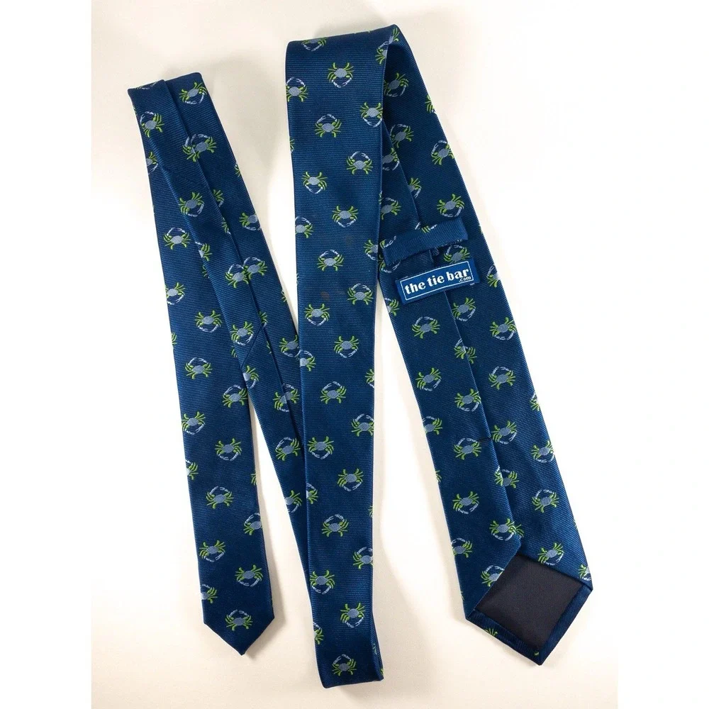 The Tie Bar, Novelty Crab Fine Ribbed Embroidered Jacquard Faille, silk,  61x3